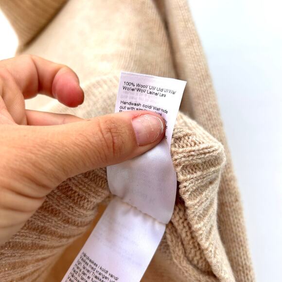 Filippa K Wool Chunky Knit Roller Neck Turtleneck Sweater Scandinavian Tan XS - Picture 10 of 10